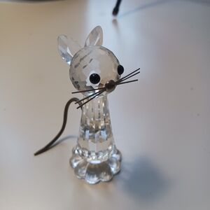 Swarovski Crystal Cat Figurine with Black Accents